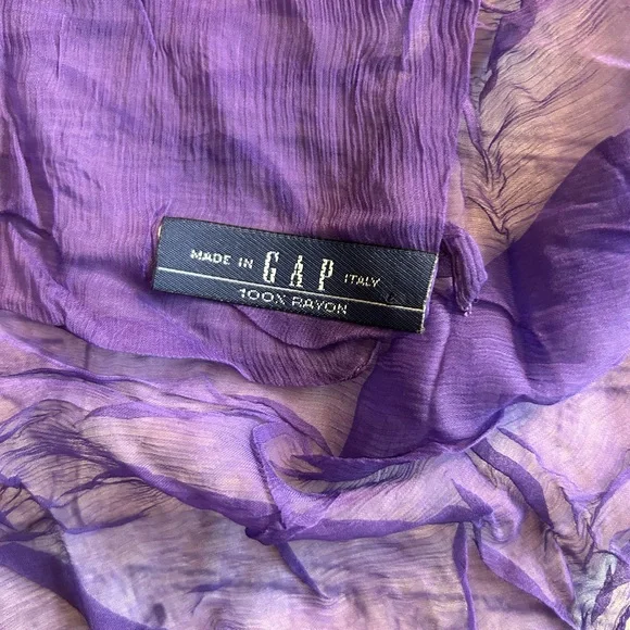 LOT OF (3) SQUARE DIFFERENT SIZE SCARVES VINTAGE HANKIES AND PURPLE SHEER GAP - Picture 7 of 9